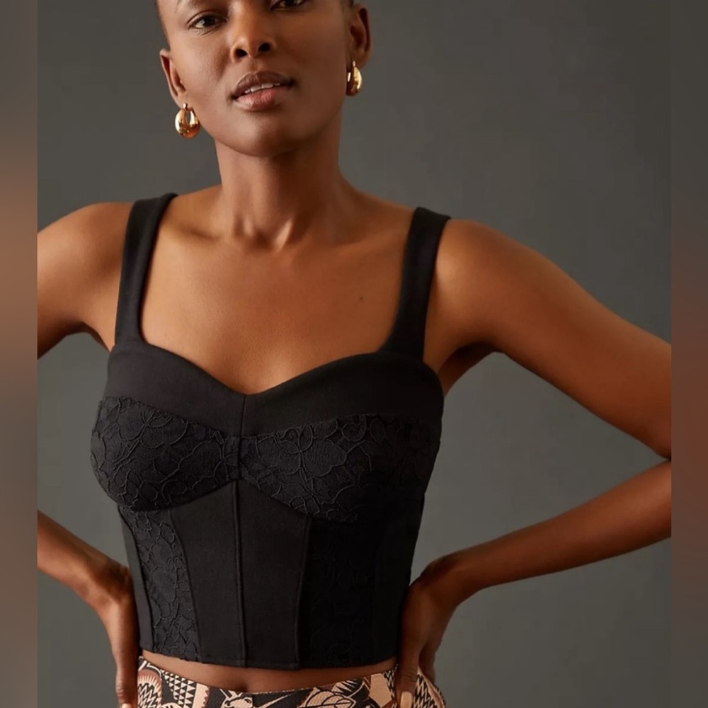 Anthropologie Corset Lace Crop Black Lace Bustier